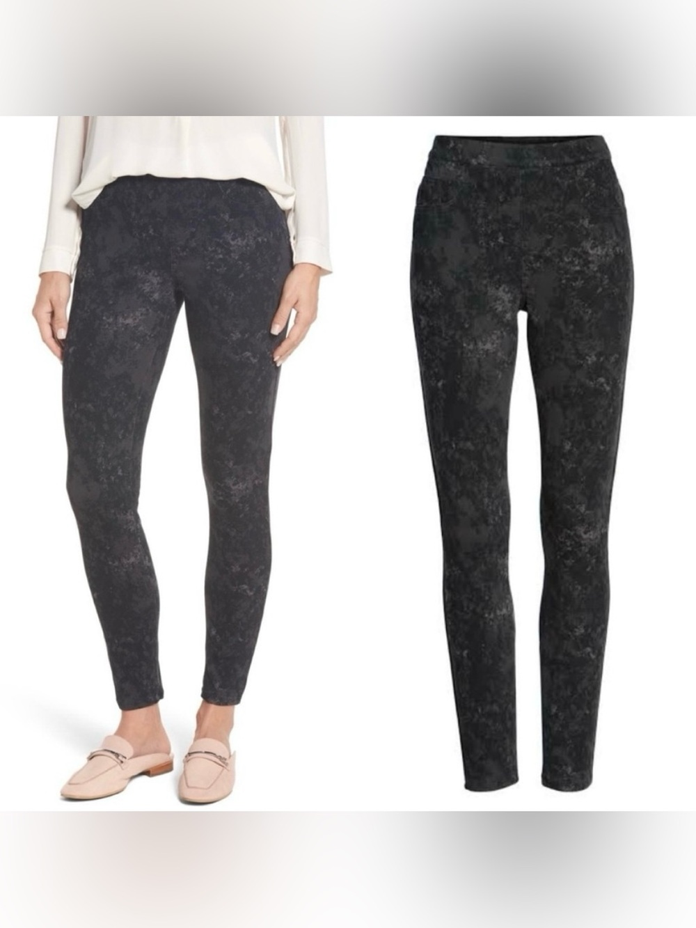 SPANX Jean-ish Jeanish Leggings Grey Marble Skinny Ankle Size S